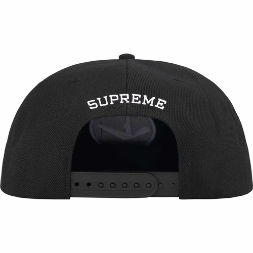6 Panel Flat Brim Baseball Cap, Black Cotton Cartoon Embroidery Street Hat Adjustable Snapback