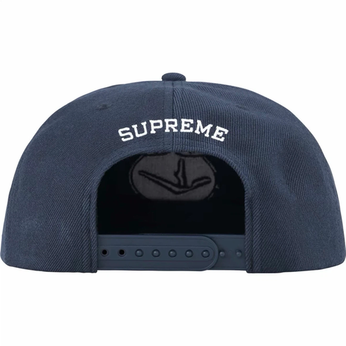 6 Panel Flat Brim Baseball Cap, Navy Cotton Cartoon Embroidery Street Hat Adjustable Snapback