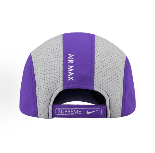 Air Max Mesh 5 Panel Cap, Purple & Grey Sport Running Hat Adjustable Strap