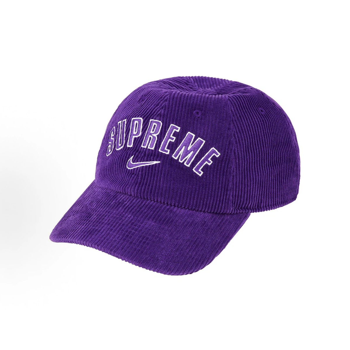 Corduroy 6 Panel Cap, Purple Streetwear Hat with Adjustable Strap