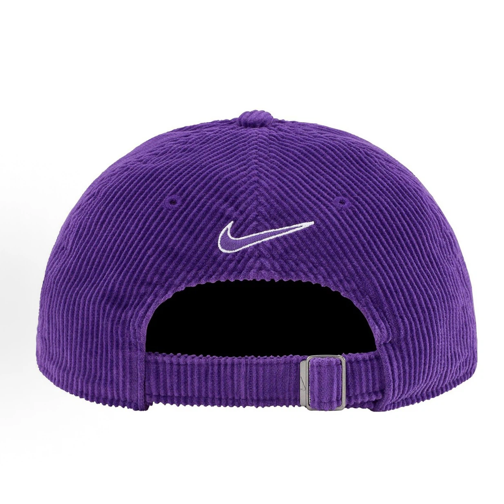 Corduroy 6 Panel Cap, Purple Streetwear Hat with Adjustable Strap
