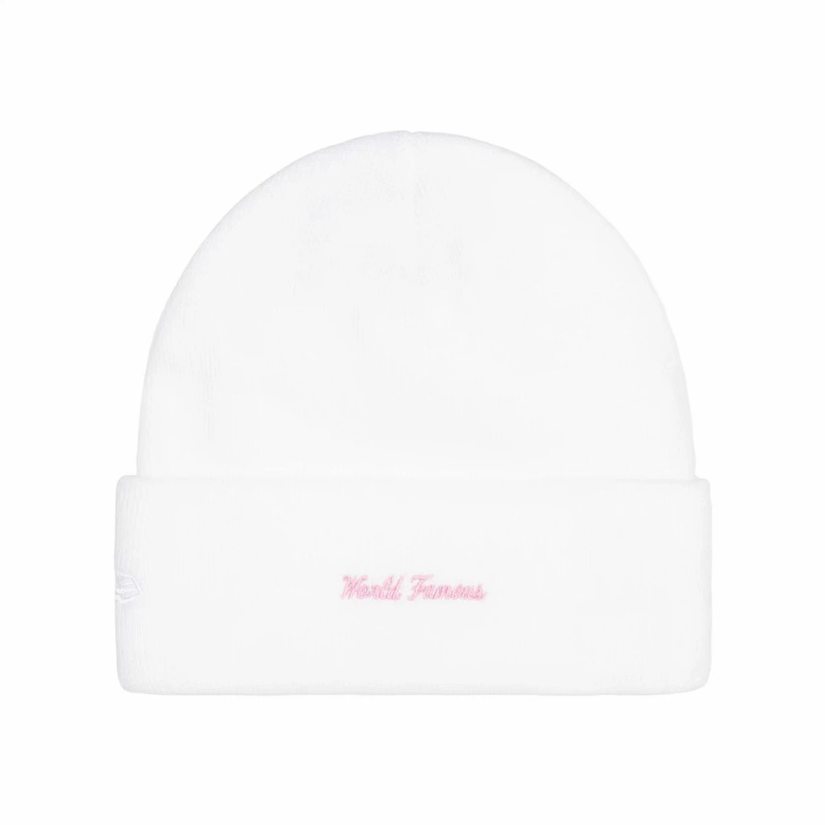 "World Famous" Embroidered Cuffed Knit Beanie, Classic Streetwear Winter Skull Cap for Men Women, Multiple Colors Available