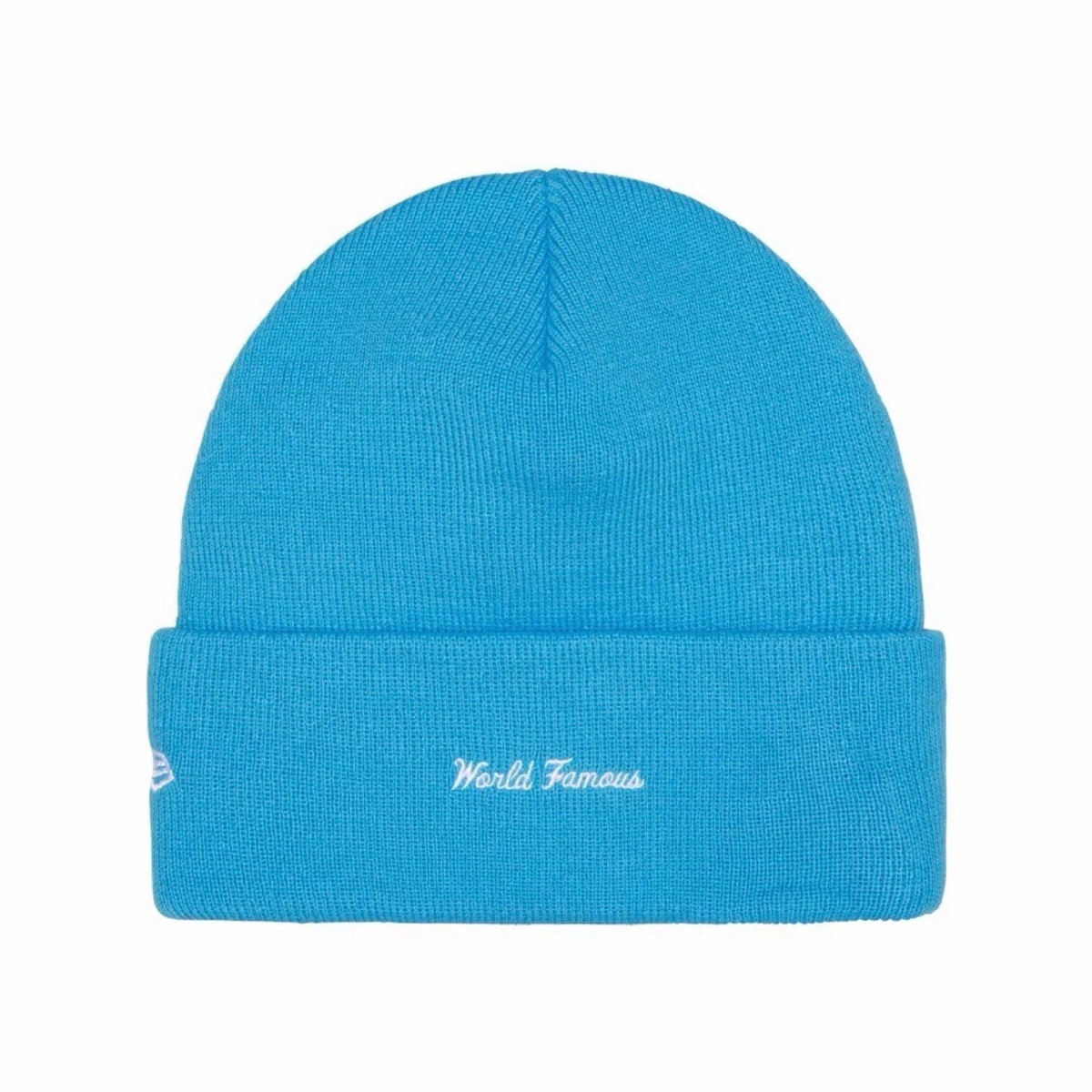 "World Famous" Embroidered Cuffed Knit Beanie, Classic Streetwear Winter Skull Cap for Men Women, Multiple Colors Available